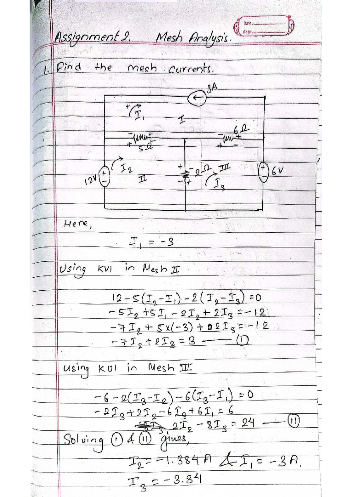 Mesh Analysis Assignment 2 - Basic Electrical Practice - Studocu