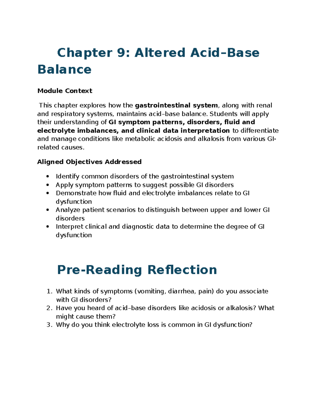 NUR 2063 Module 4: Altered Balance in GI Disorders Exam Guide - Studocu