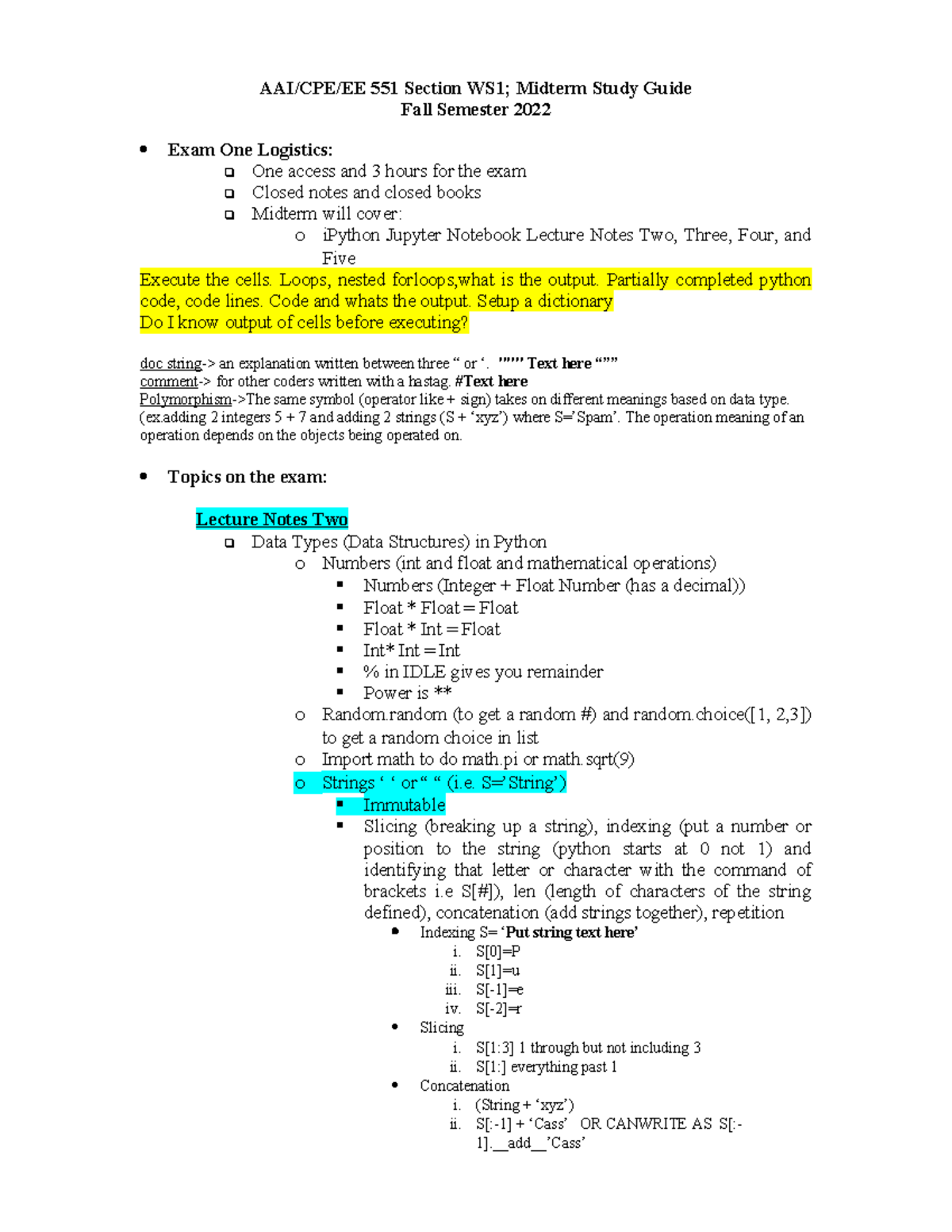 EE 551 Midterm Study Guide: Key Topics and Exam Logistics - Studocu