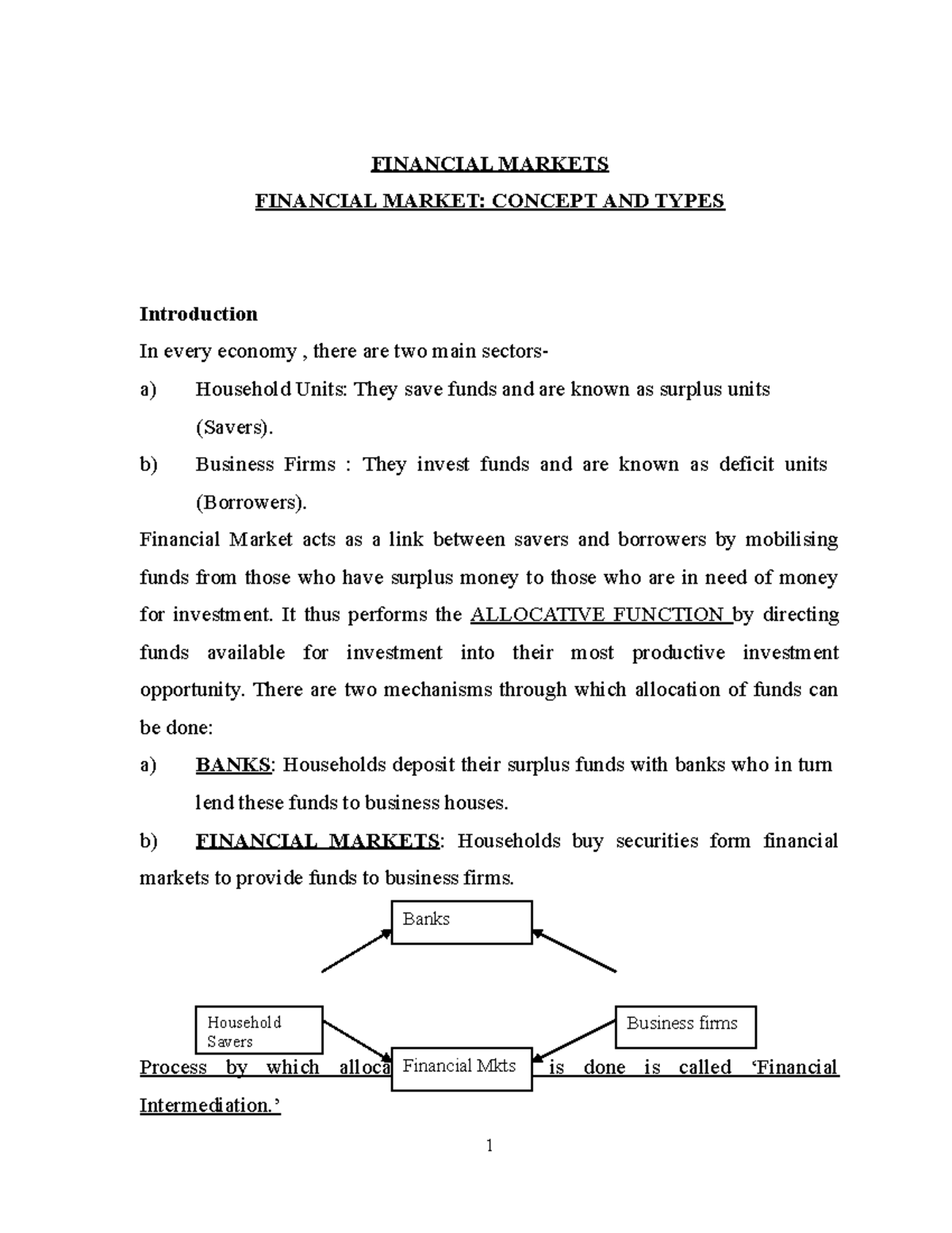 Financial Markets Overview - Concepts, Functions & Types - Studocu