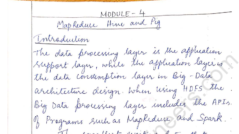 BDA 4 MapReduce: Introduction to Data Processing with Hive and Pig ...