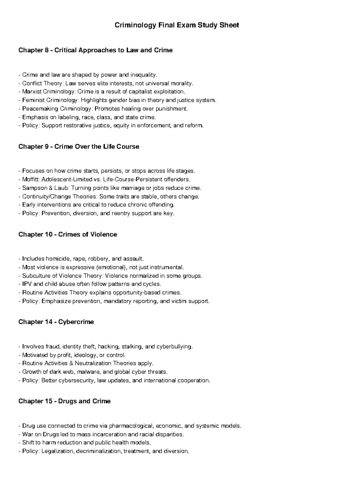 Criminology 101 Final Exam Study Guide: Key Theories & Concepts - Studocu