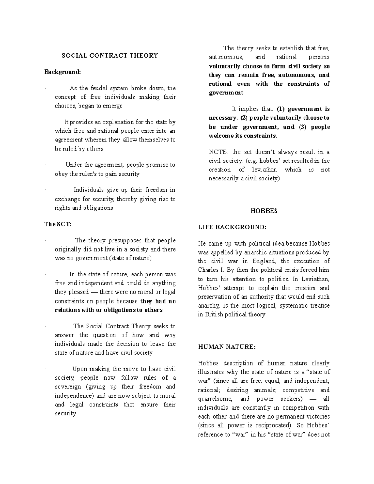 Social Contract Theory - hobbes - SOCIAL CONTRACT THEORY Background ...