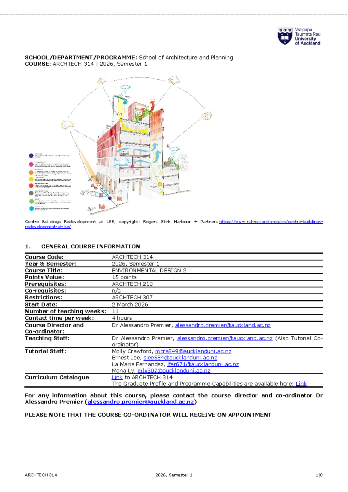 ARCHTECH 314 2026, Semester 1 Course Overview and Structure - Studocu