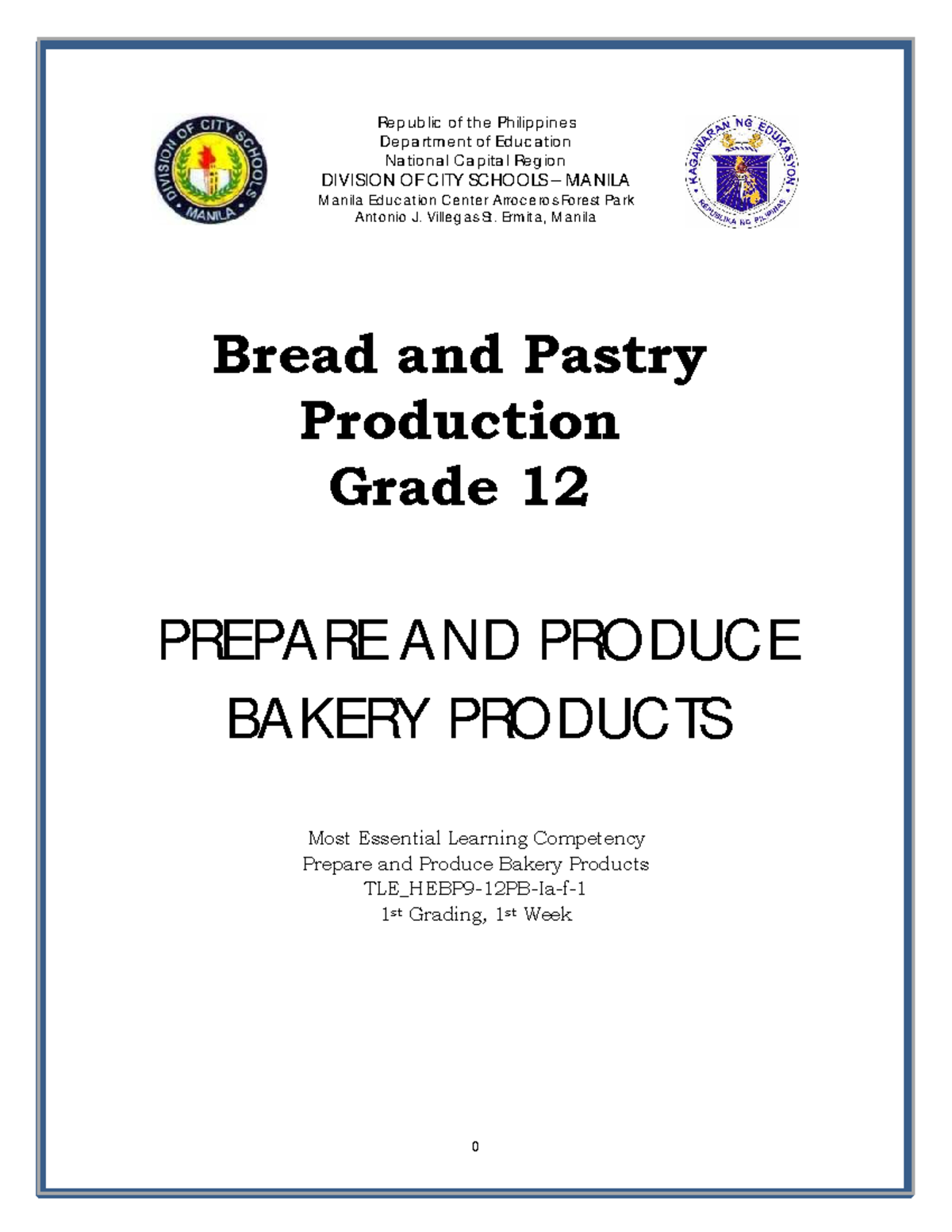 BPP - Bread and Pastry Production - Republic of the Philippines ...