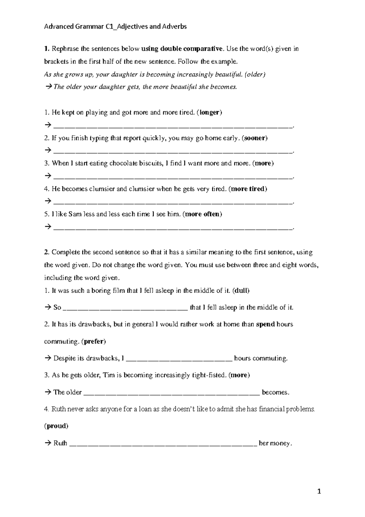 1. Worksheet 8 Adjectives and Adverbs - Advanced Grammar C1_Adjectives ...
