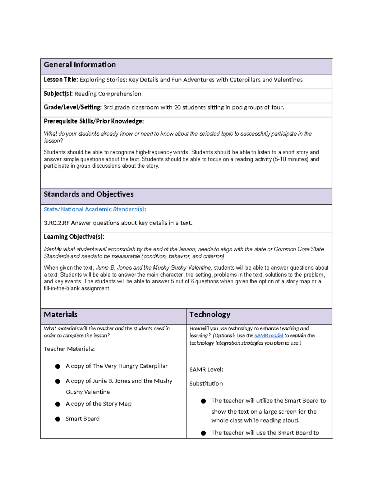 C909 Final Exam: Exploring Key Details in Junie B. Jones & Caterpillars ...