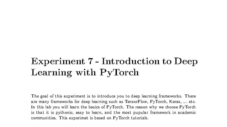 ENCS5141 Experiment 7: Intro to Deep Learning with PyTorch - Studocu