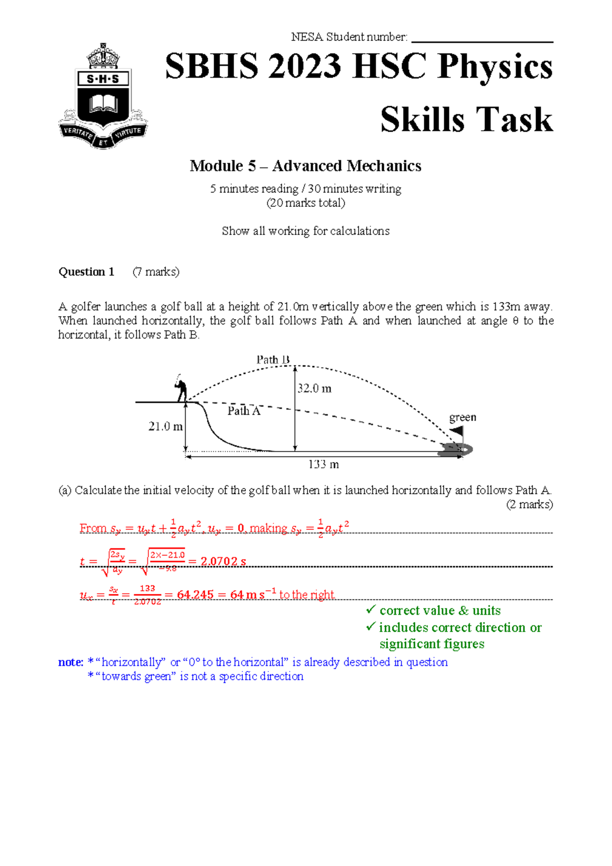 2024 HSC Physics Skills Task: Advanced Mechanics Analysis and Solutions ...