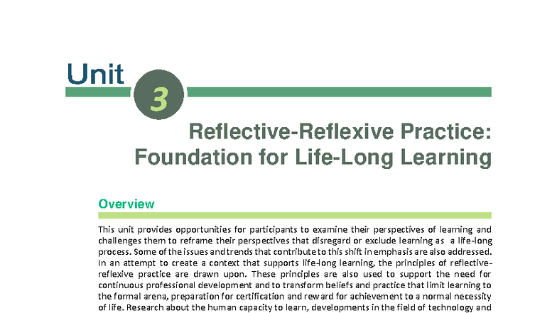 FOUN1501 Unit 3: Final Notes on Reflective Learning Practices - Studocu