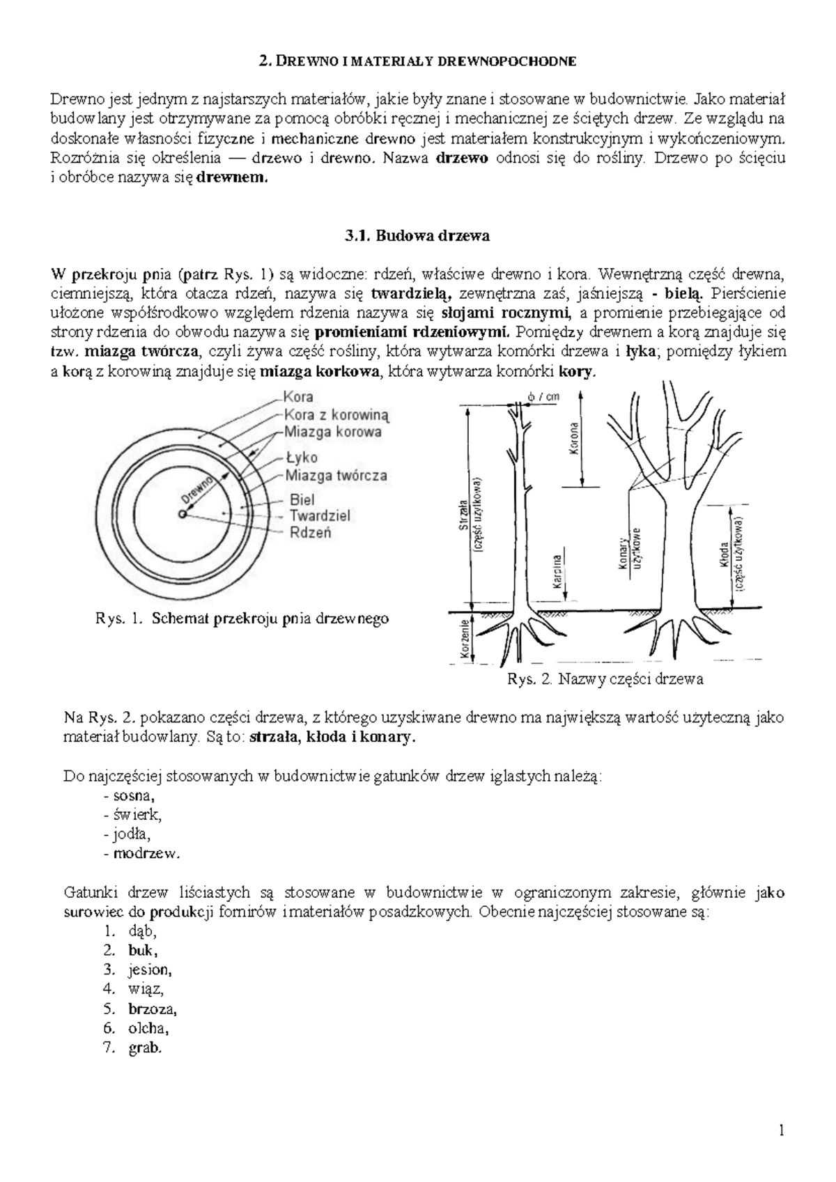 Teoria - 2. DREWNO I MATERIAŁY DREWNOPOCHODNE Drewno jest jednym z