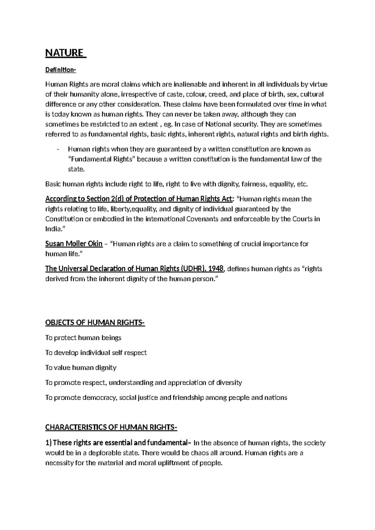 Human Rights Law: An Overview of Principles and Theories (UNIT-1) - Studocu