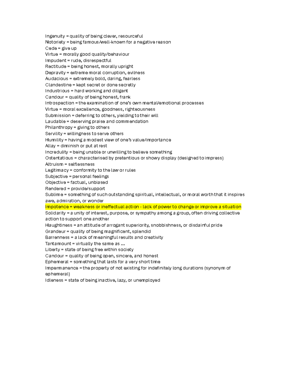 GAMSAT Vocabulary List: Key Terms and Definitions - Studocu