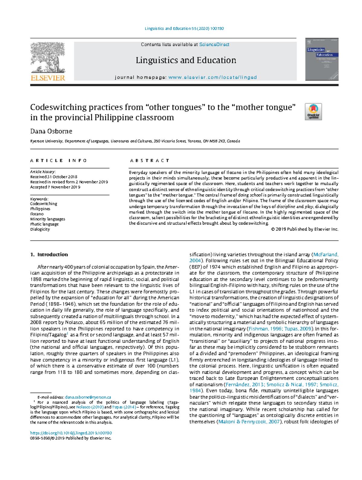 Codeswitching Practices in the Philippine Classroom: Insights from ...
