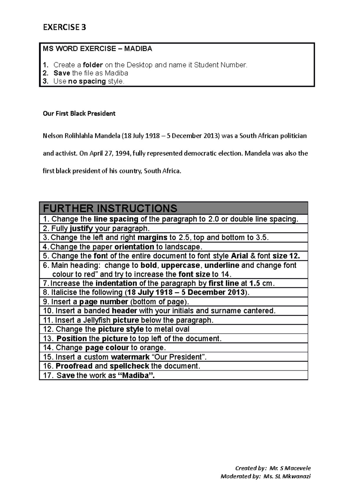 Exercise 3 - MS Word Formatting Guide for ICT Skills I - Studocu