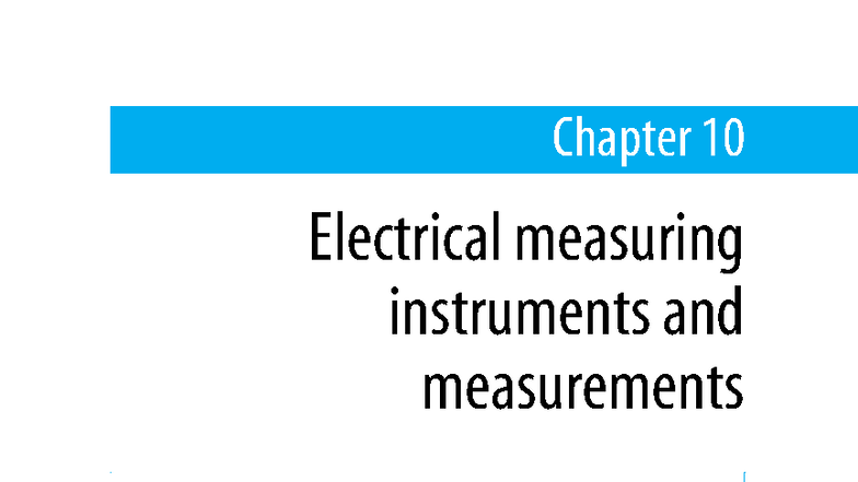 Chapter 10: Electrical Measuring Instruments & Measurements (ECT 101 ...