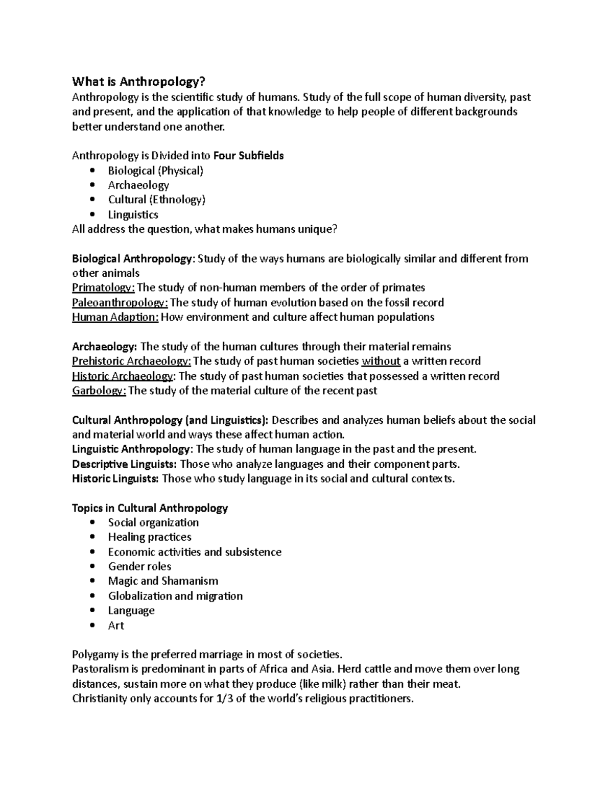 ANTH 101: Module 1 Notes on Introduction to Anthropology - Studocu