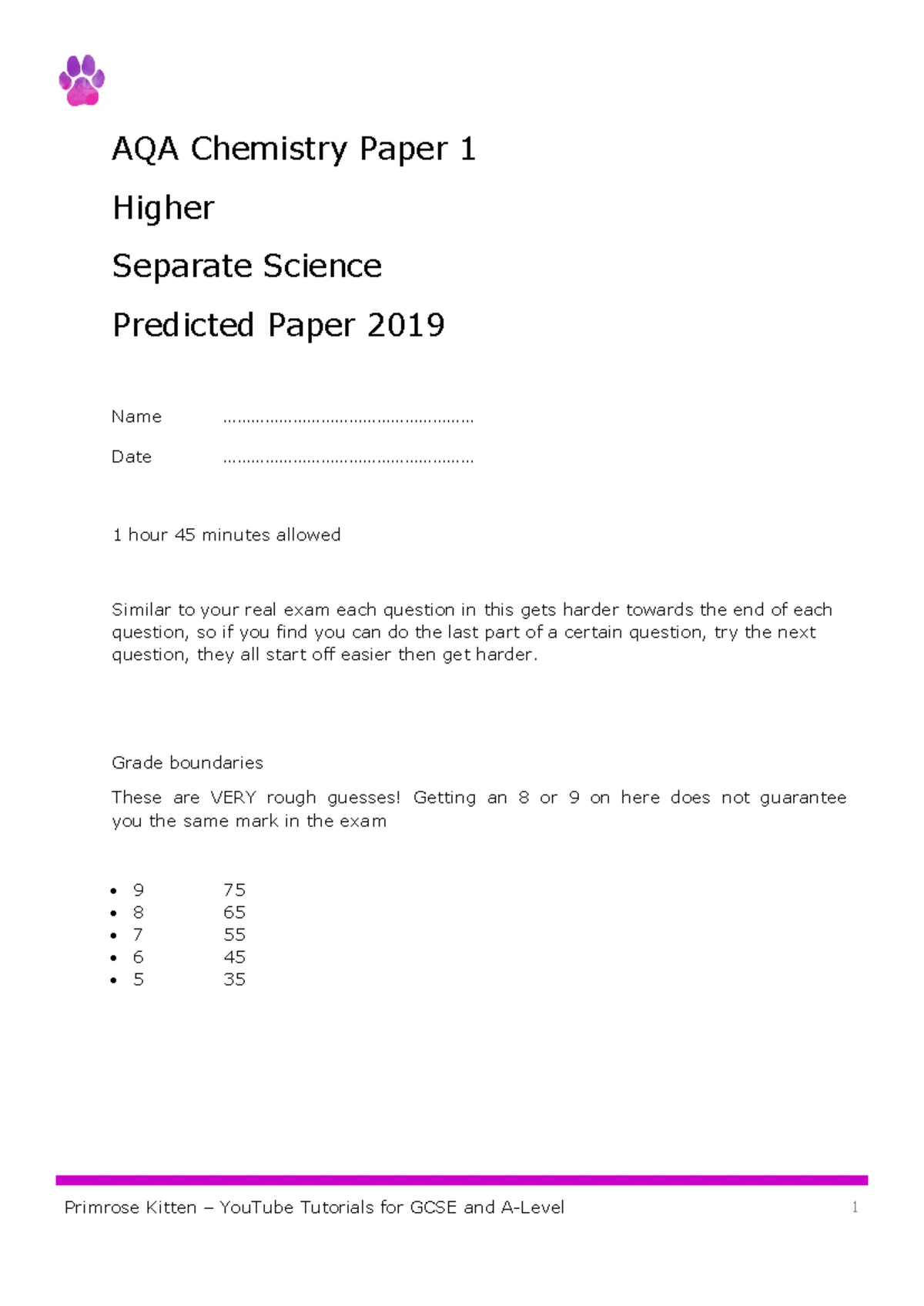 Chemistry Paper 1 Study Notes 2023 - Studocu