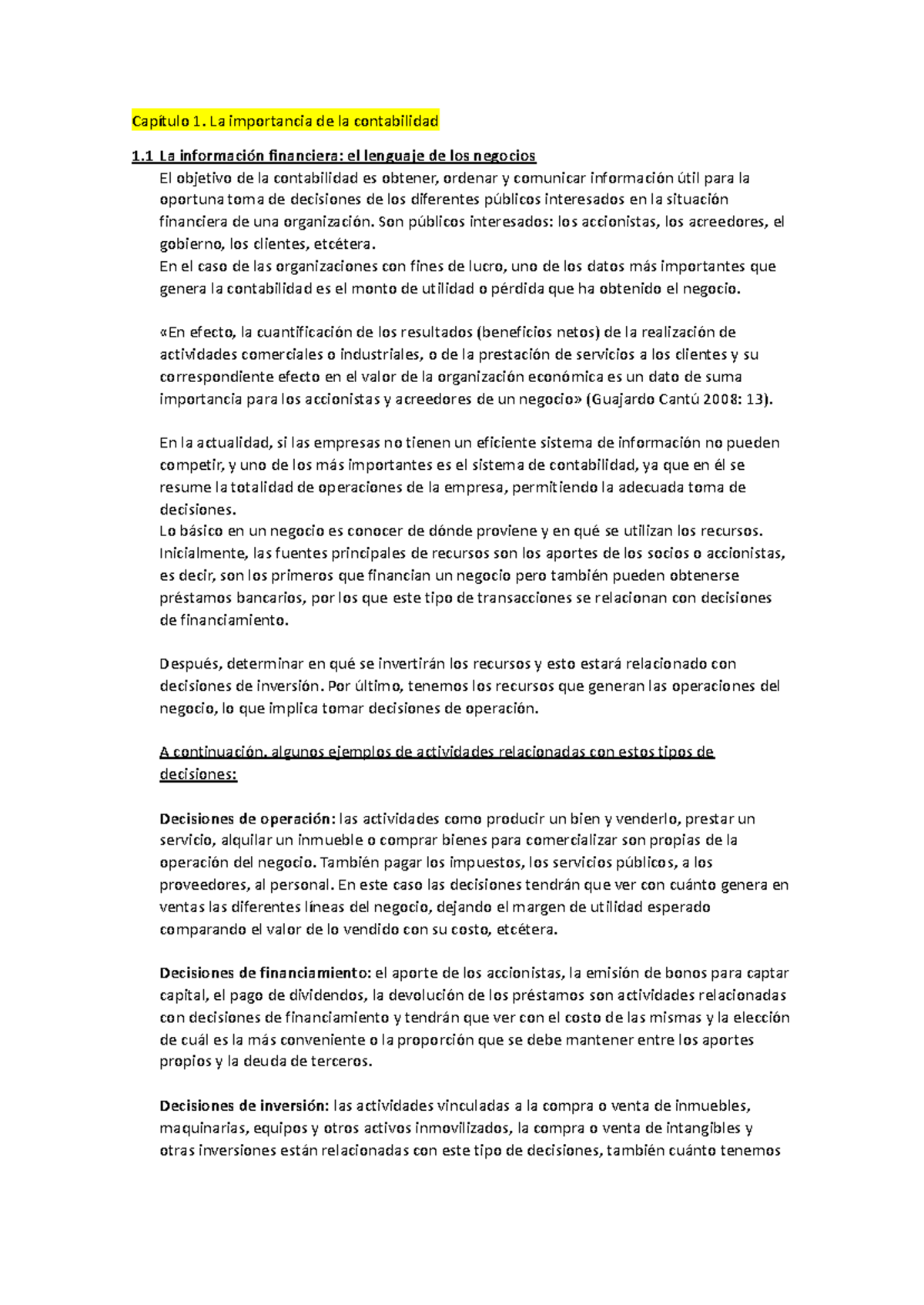 Capítulo 1: Importancia de la Contabilidad en la Toma de Decisiones ...
