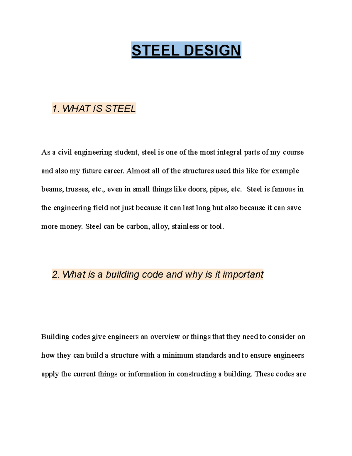 Steel Design: An Overview of Steel in Civil Engineering - Studocu