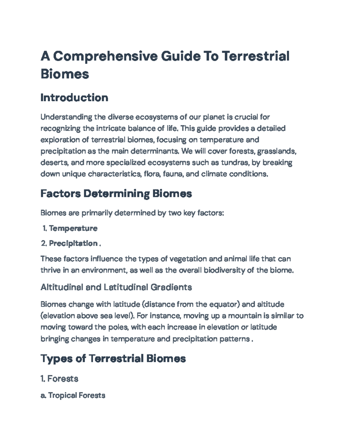 Terrestrial Biomes Overview: Characteristics, Climate, and Biodiversity ...