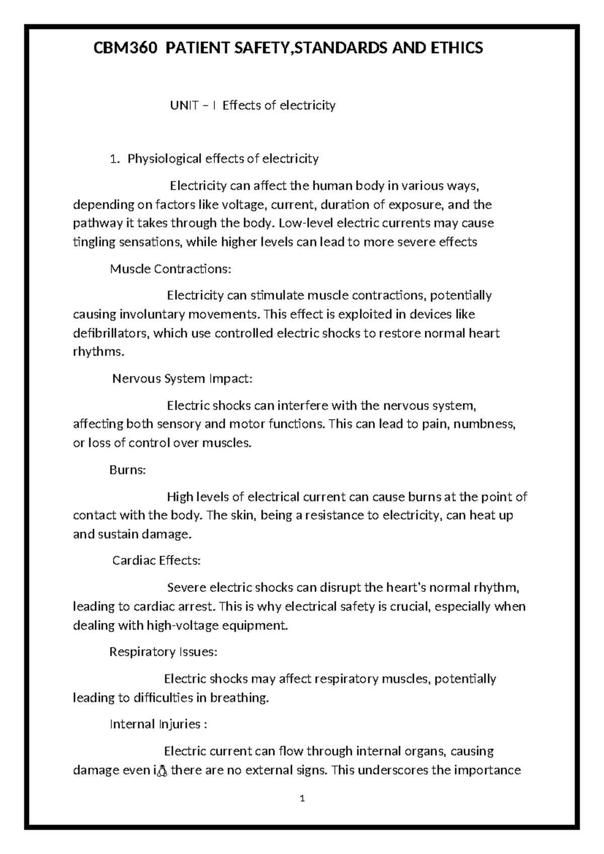 CBM360 Patient Safety: Understanding Electrical Hazards & Regulations -  Studocu