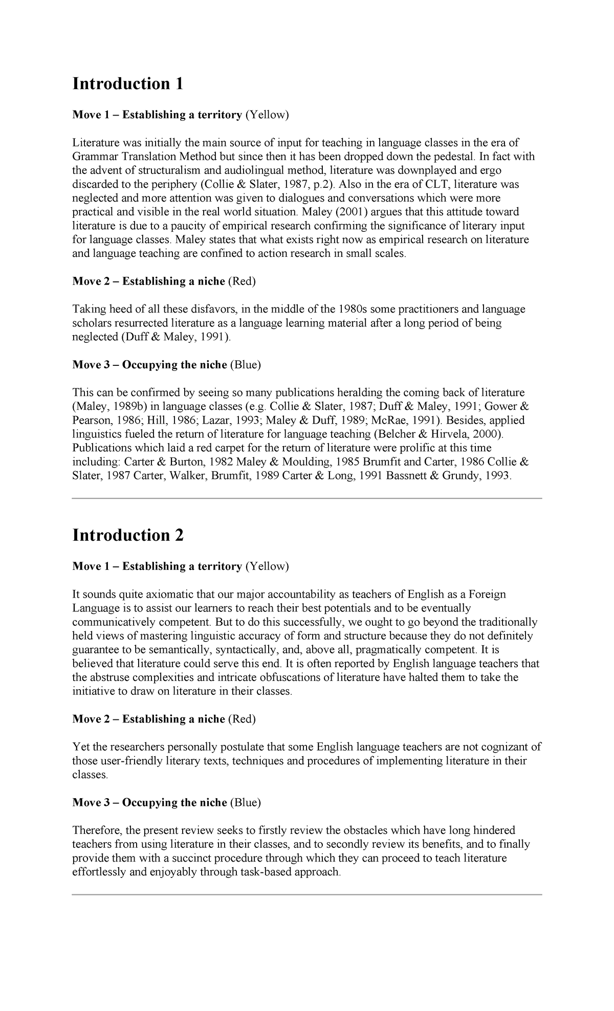 Research Introductions: Literature in Language Teaching (ENG 101) - Studocu