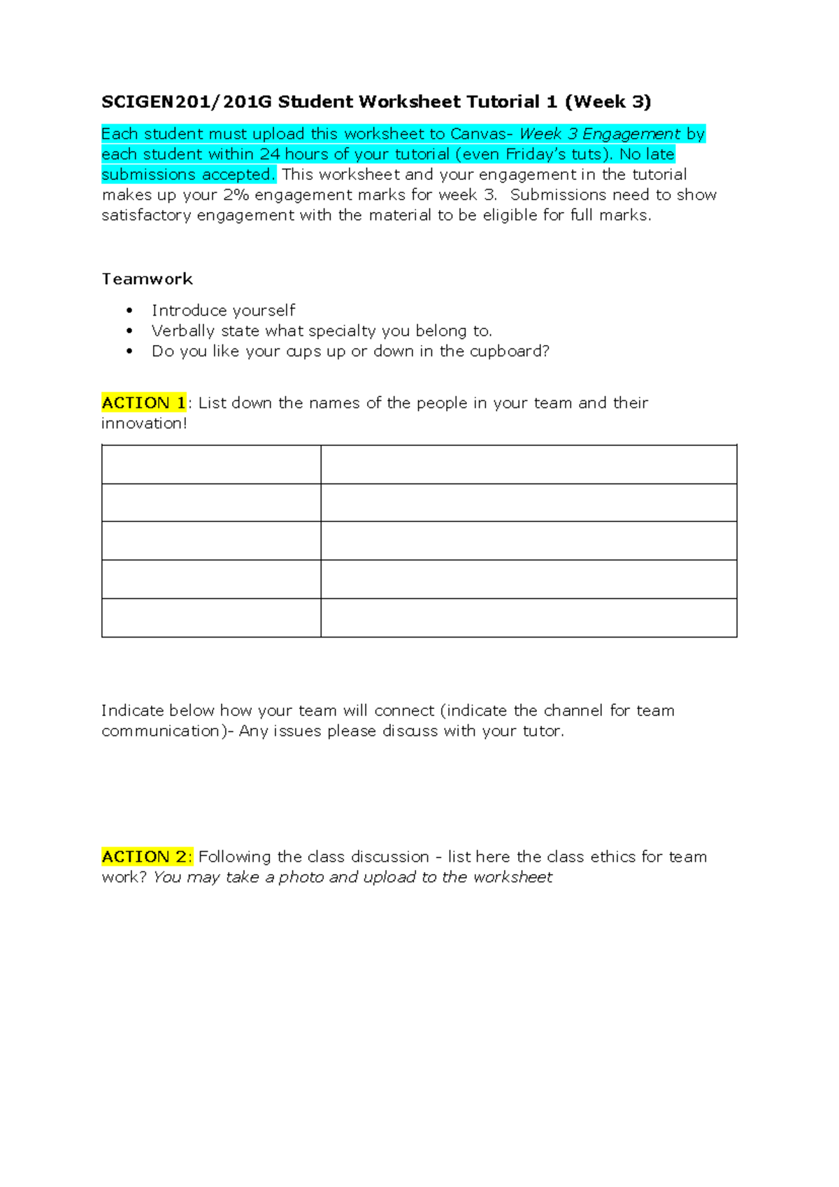 SCIGEN201/201G Tutorial 1 Student Worksheet - Week 3 Engagement 2025 ...