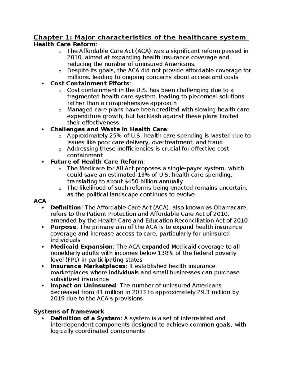 Midterm Study Guide: Key Concepts in US Healthcare (HCA 262) - Studocu