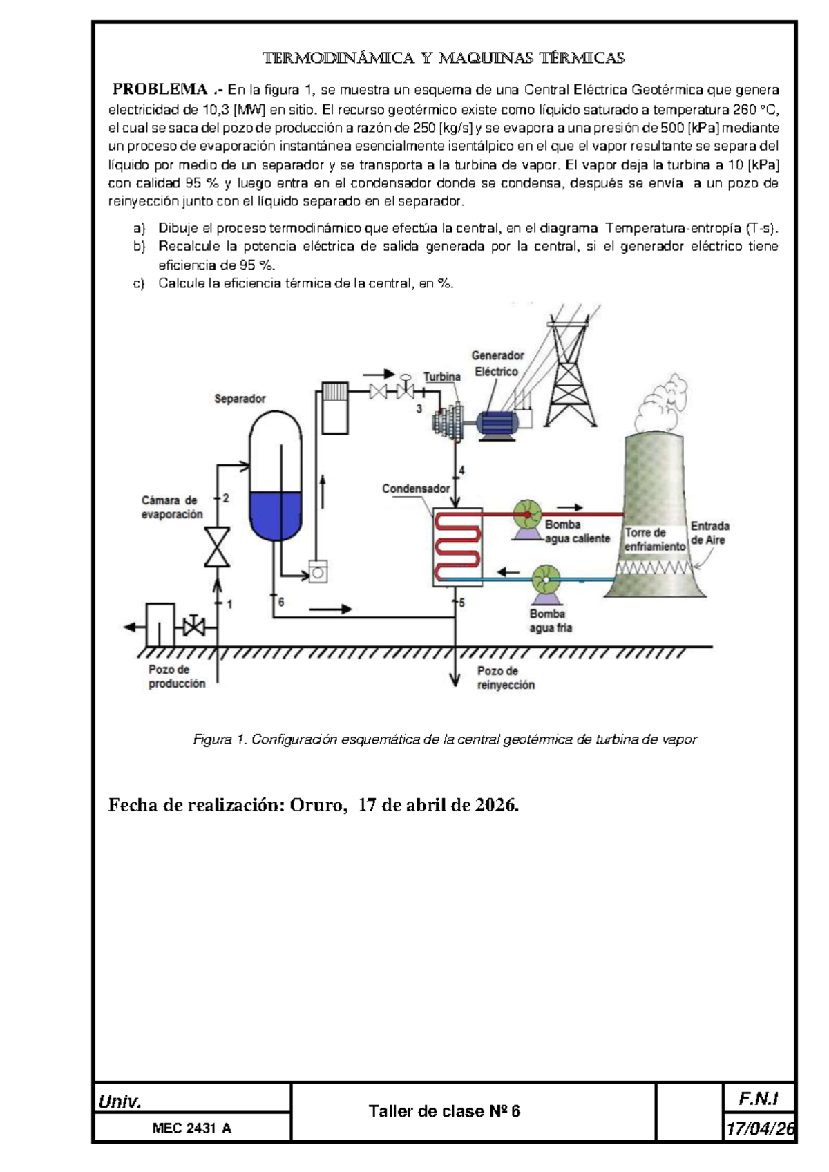 Taller Clase Nº6 MEC 2431 A: Problemas de Termodinámica y Máquinas Térmicas - Document Preview