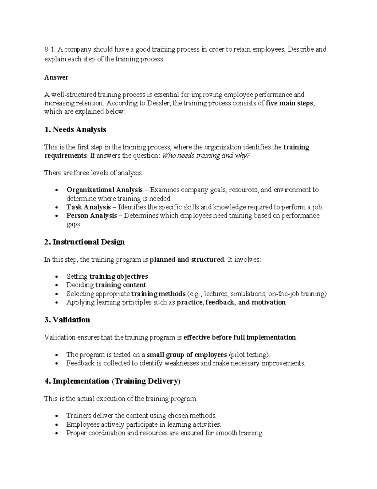 HRM 8, 9 Chapter: Effective Training and Performance Appraisal ...