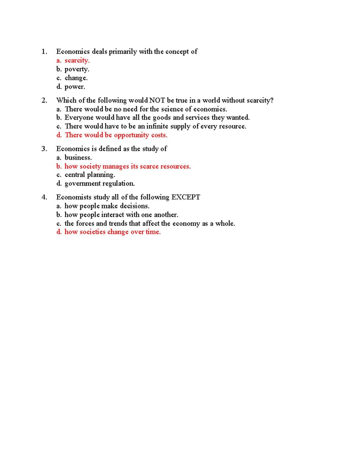 Test Chapter 1: Key Concepts in Economics (ECO101) - Studocu