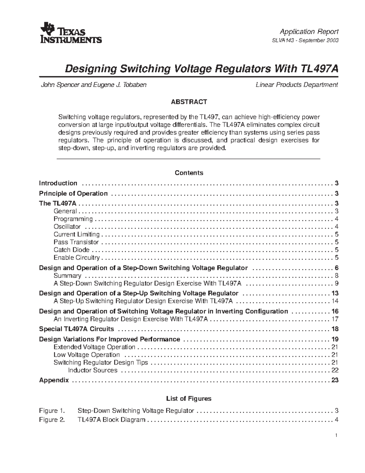 TL497A Design Guide: Switching Voltage Regulators Overview - Studocu