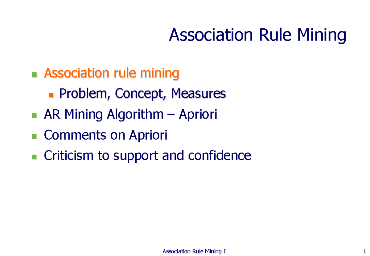 Lecture 2: Exploring Association Rule Mining Concepts & Algorithms ...