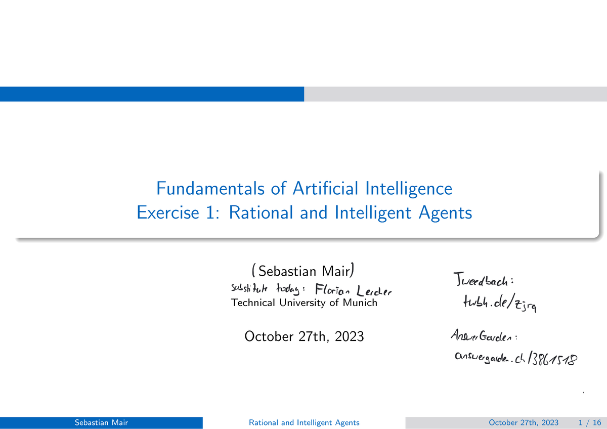AI 101: Exercise 1 - Rational & Intelligent Agents Analysis - Studocu
