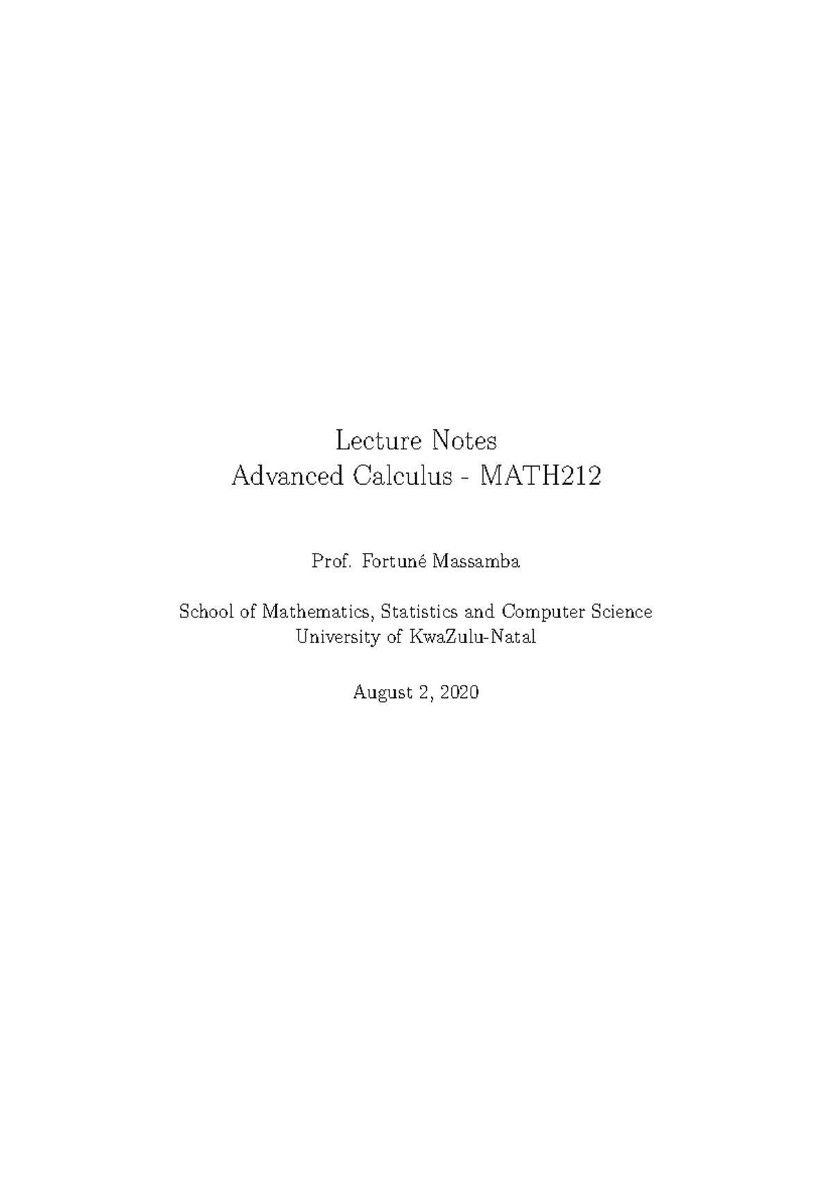 MATH212 Lecture Notes: Advanced Calculus Concepts and Techniques - Studocu