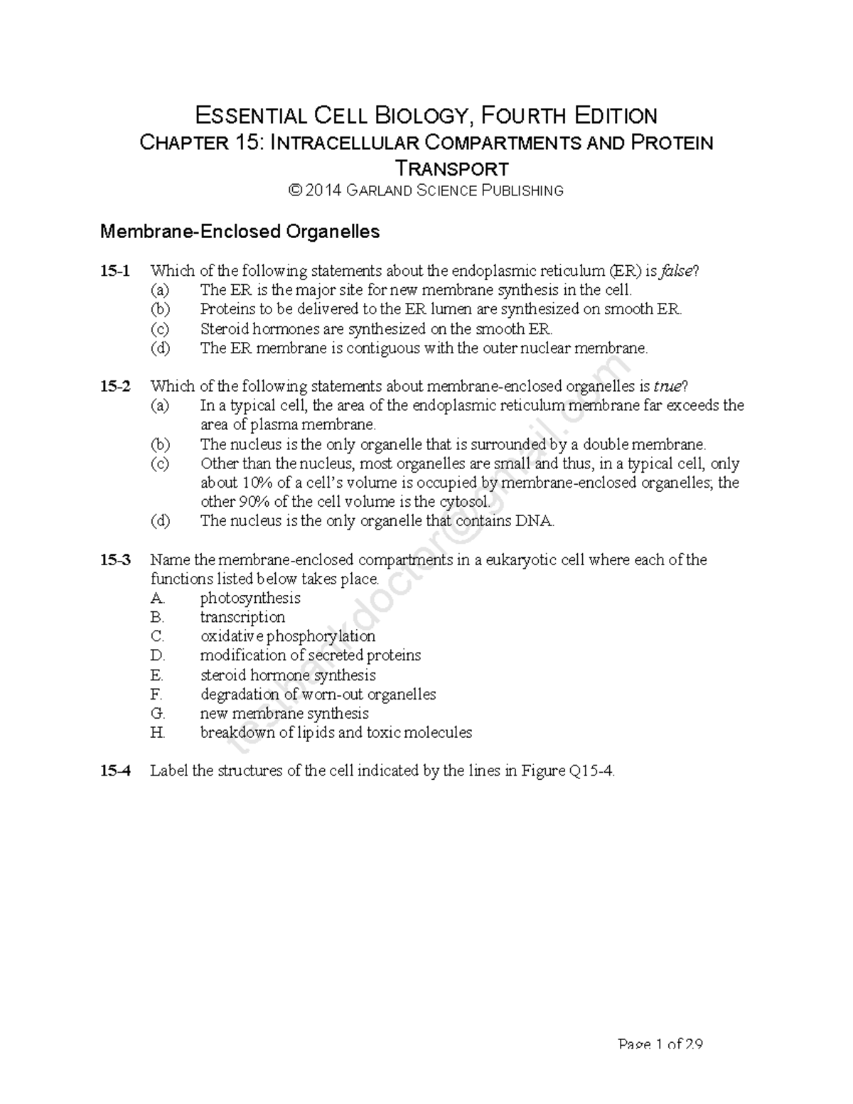 Test Bank for Molecular Biology: Chapters 15-16 Review Notes - Document Preview