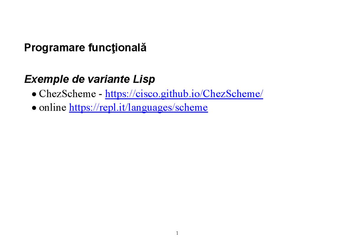 Curs-Scheme-prezentare - Programare func ională Exemple de variante ...