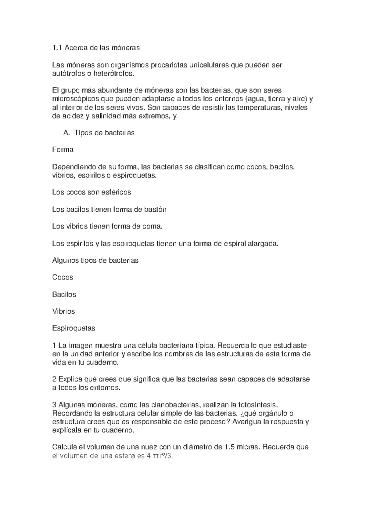 Moneras: Características y Funciones Vitales - Tema 2 - Studocu