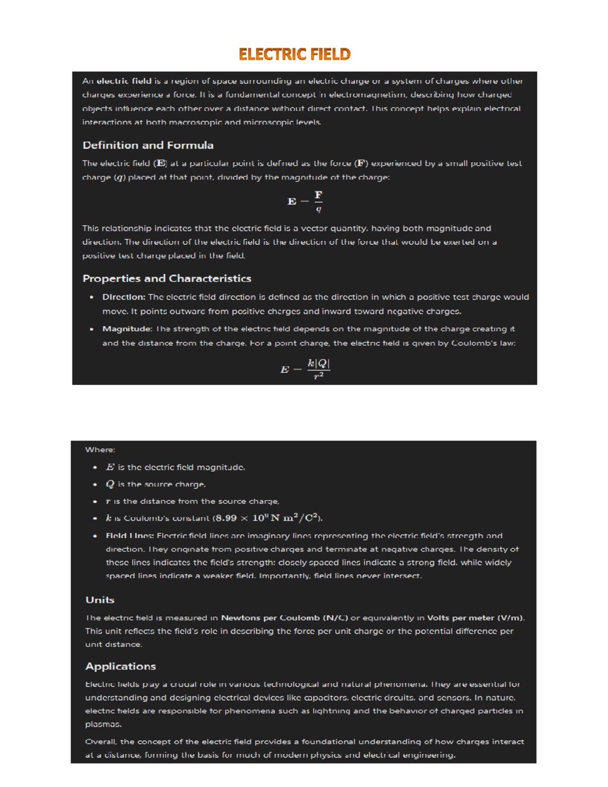 Capacitor AND Dielectric - ELECTRIC FIELD An electric field is a region ...