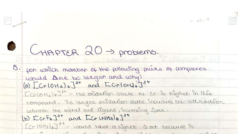 Chapter 20 HW: Inorganic Chemistry Problems and Solutions - Studocu