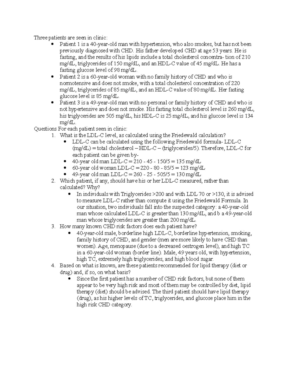 WEEK13: Lipid & Lipoprotein Measurements in Clinical Patients - Studocu