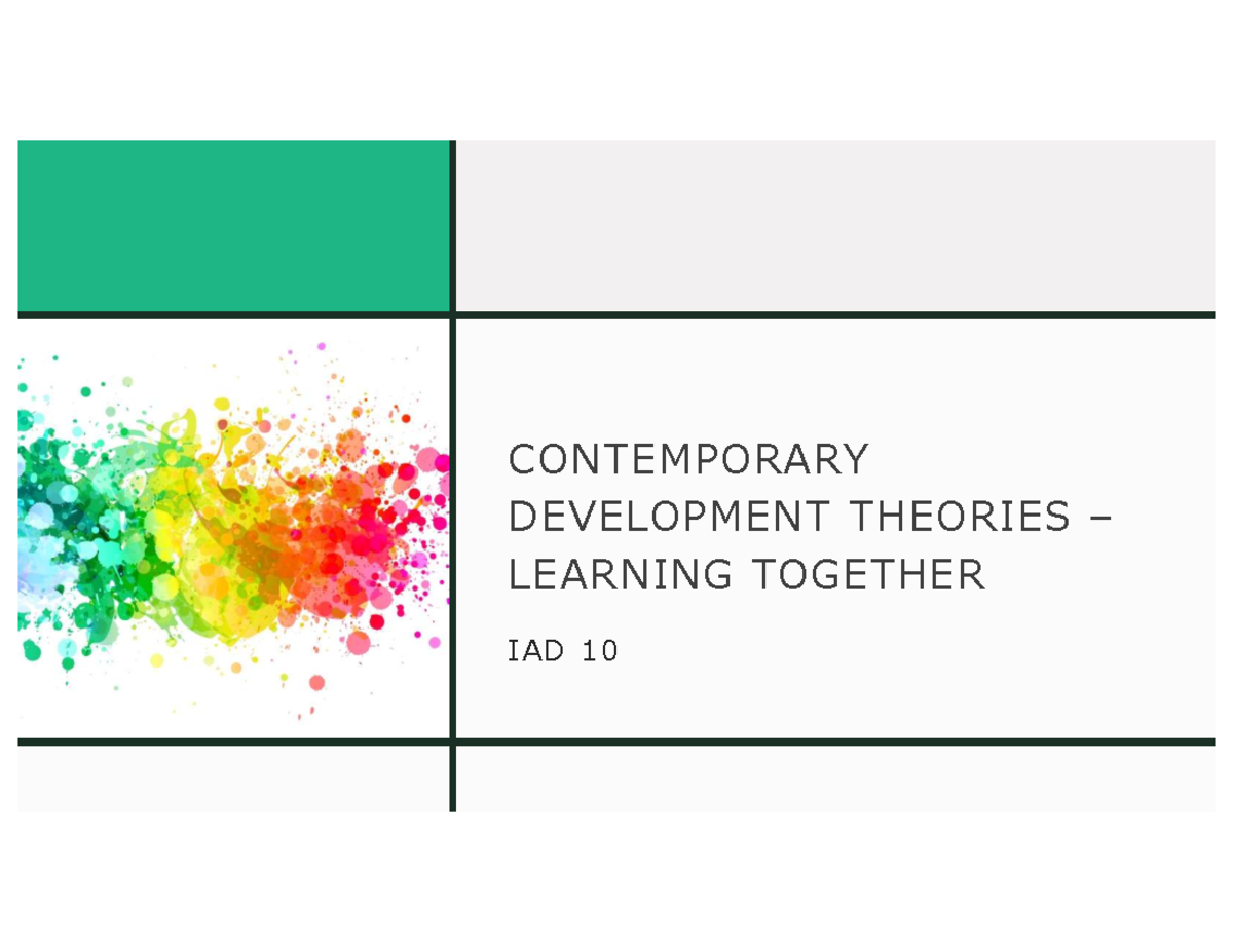 IAD Contemporary Development Theories Lesson Plan - Studocu