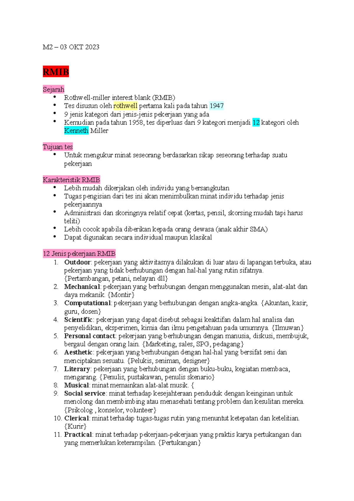 Catatan Inventori RMIB, ASRI, MBTI, dan PAPI Kostick: Analisa Psikologi ...