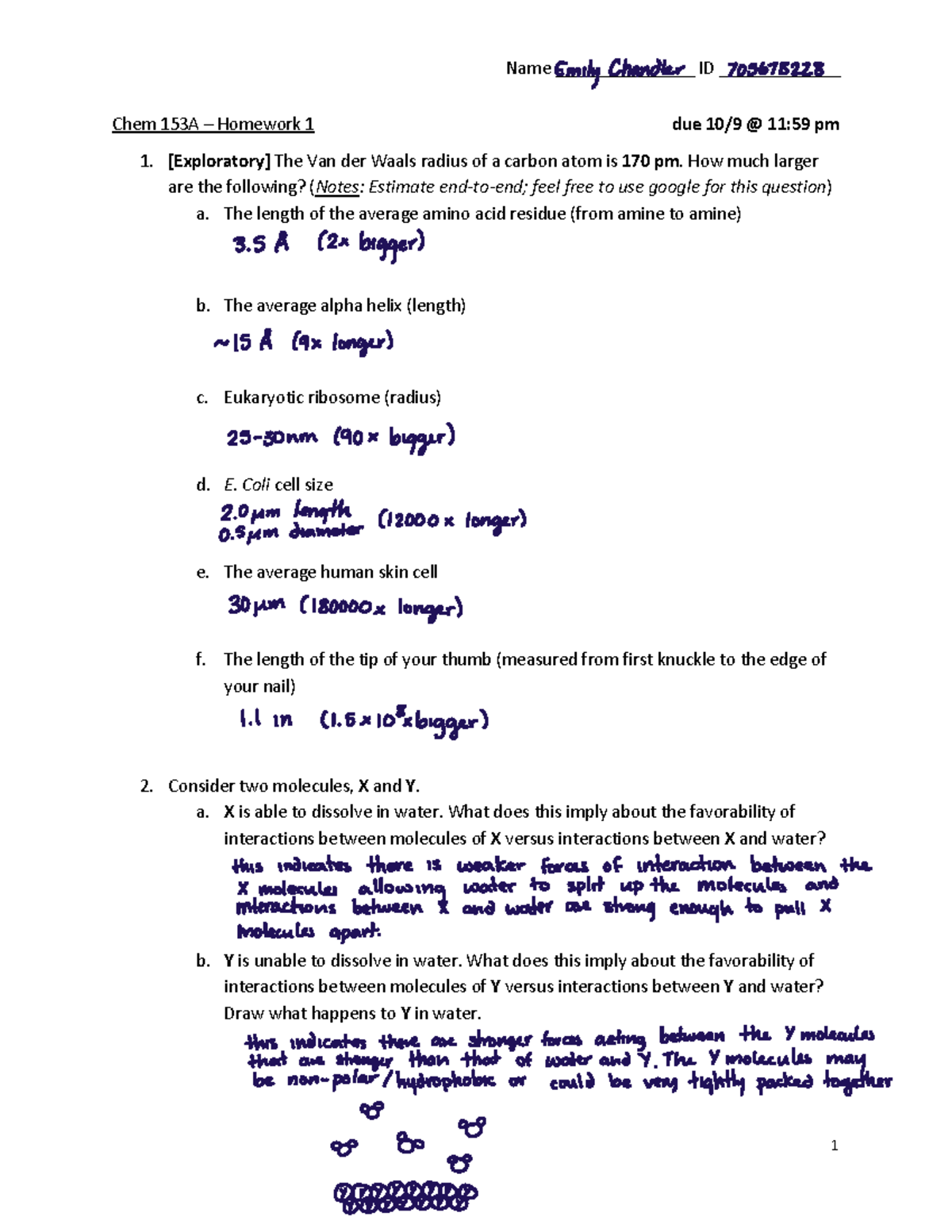 Chem 153A – Homework 1: Understanding Molecular Interactions - Studocu
