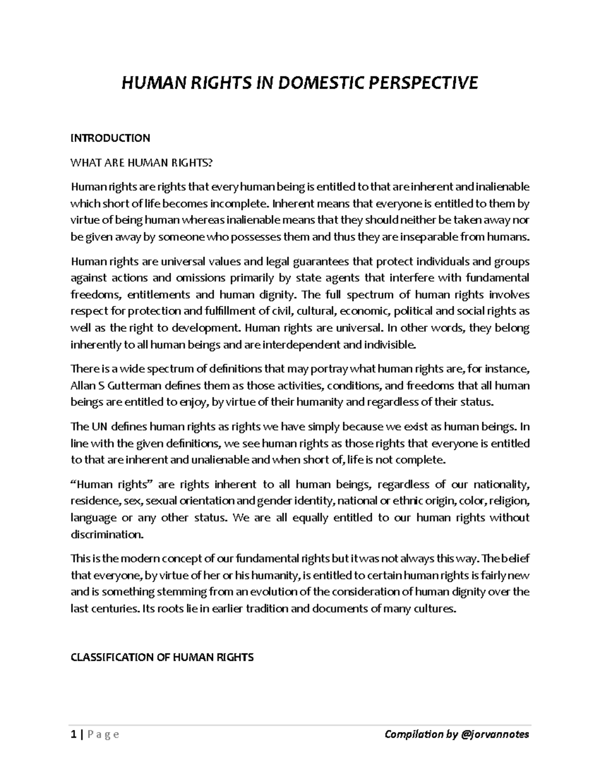 HUMAN RIGHTS IN DOMESTIC PERSPECTIVE: A Comprehensive Overview - Studocu