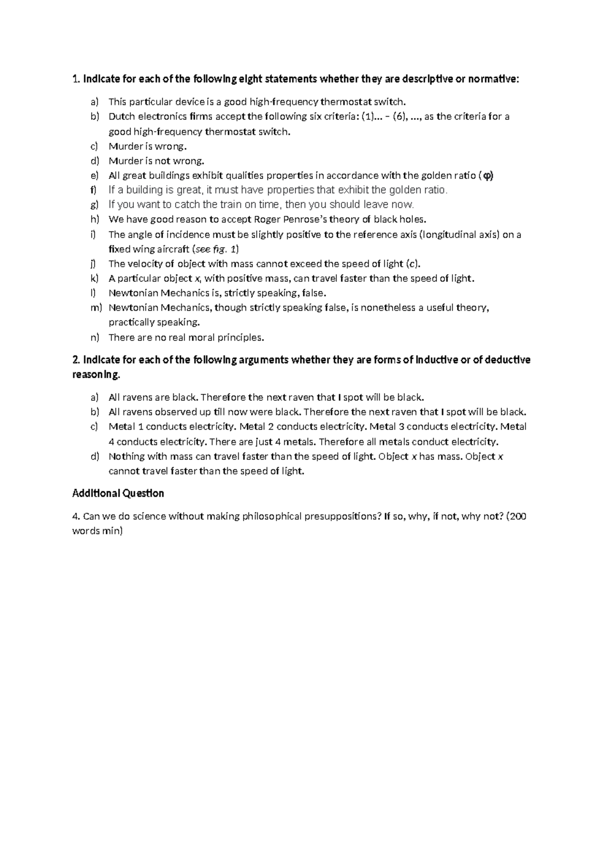 PRE4301: Pre Lecture Assignment 1 on Descriptive vs Normative ...