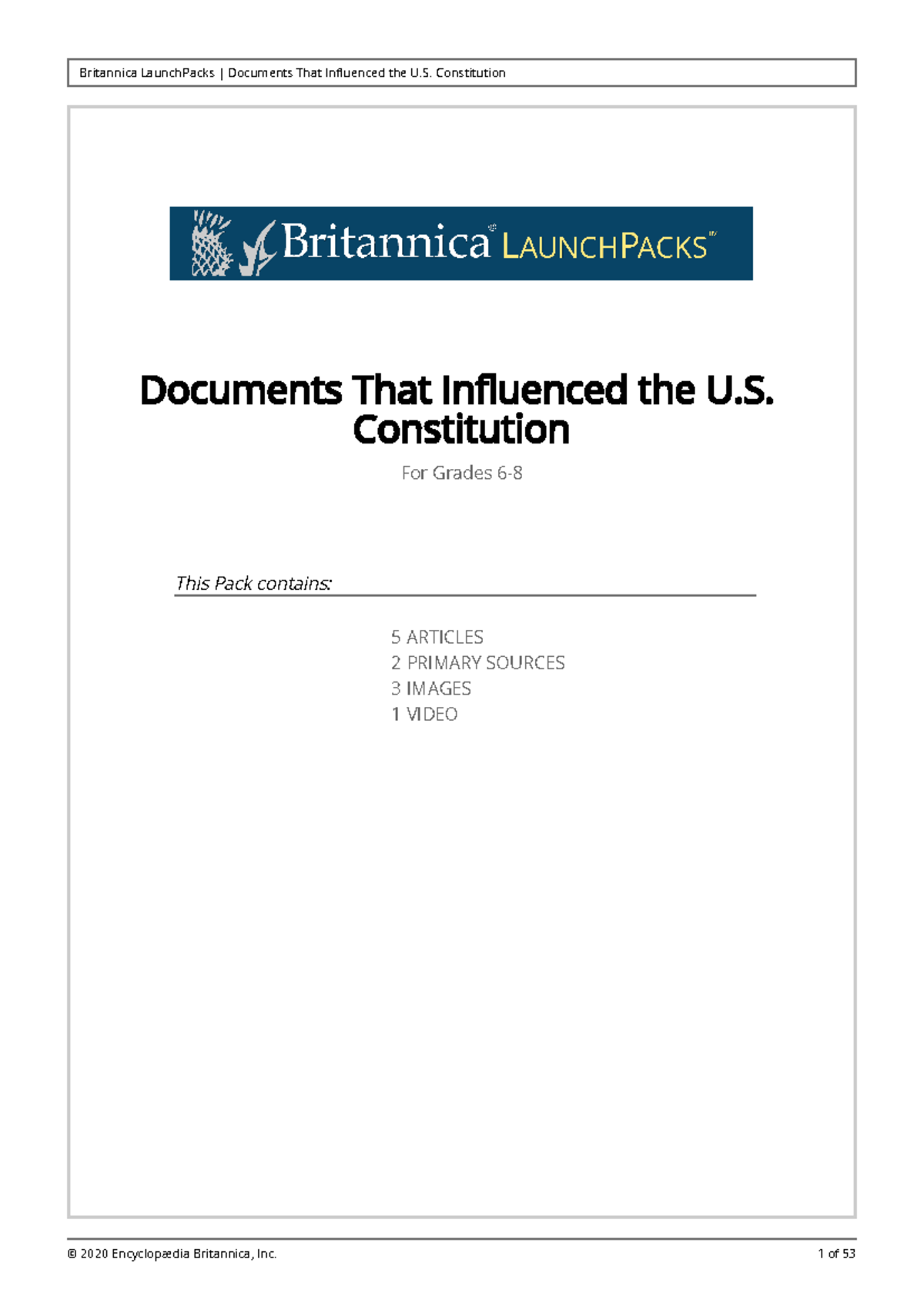 Influential Documents of U.S. History: Constitution Insights for Grade ...