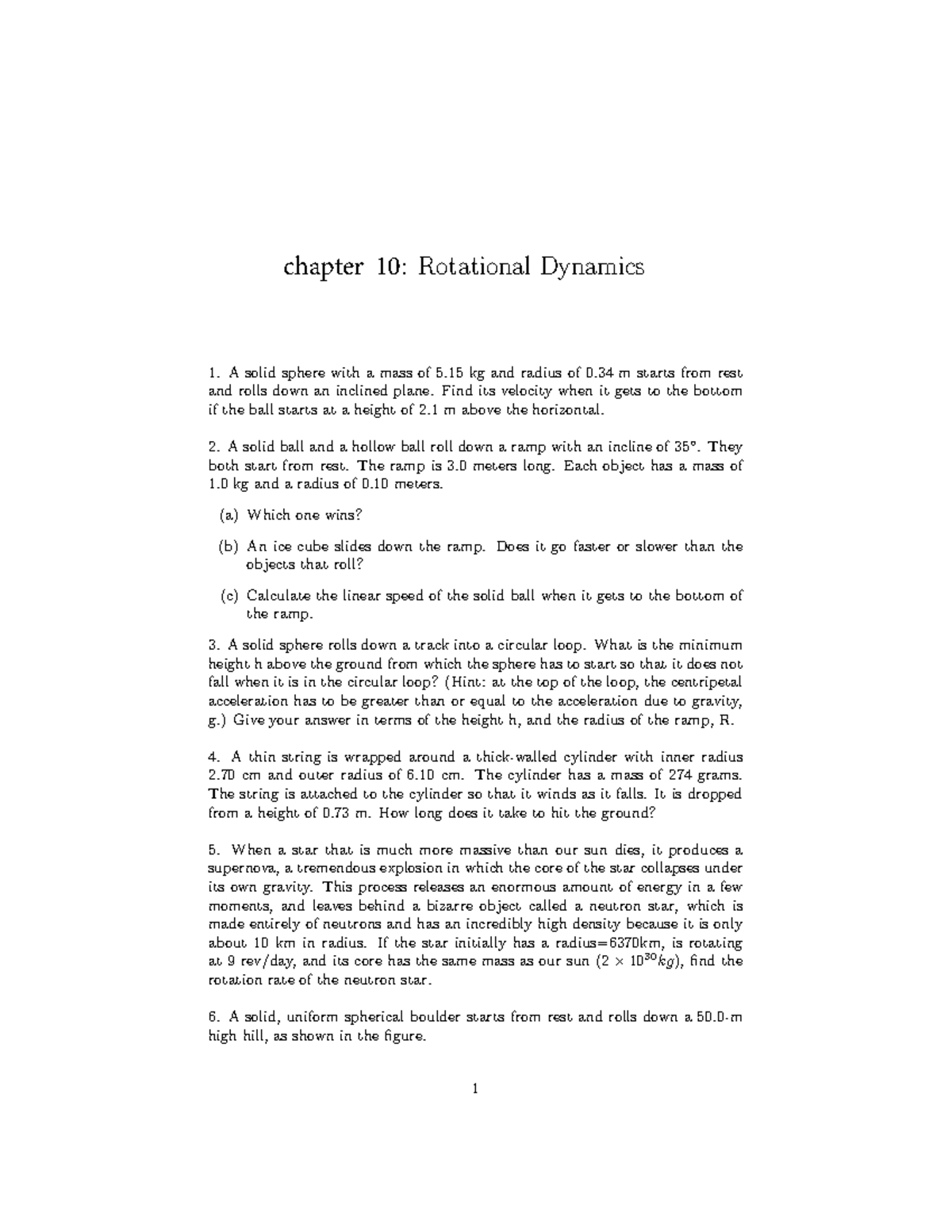 Ch10: Practice Problems on Rotational Dynamics and Motion - Studocu