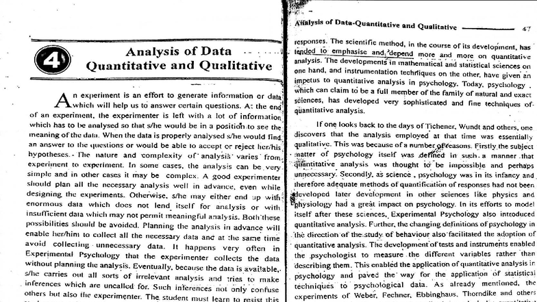 Experimental Psychology 53636: Quantitative & Qualitative Analysis ...
